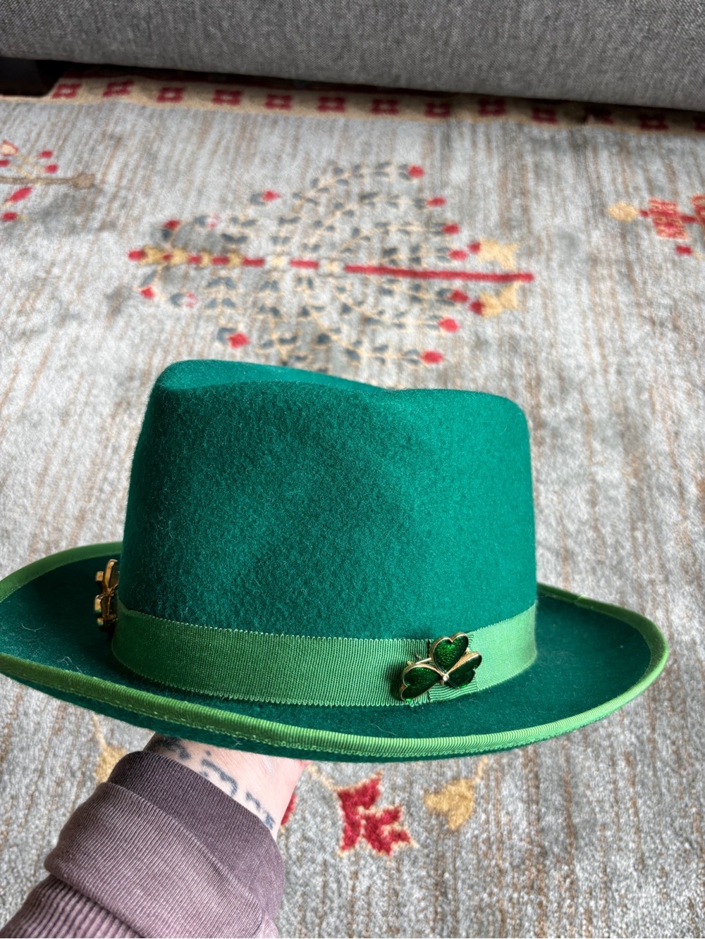 Rosemont vintage felt wool top hat green